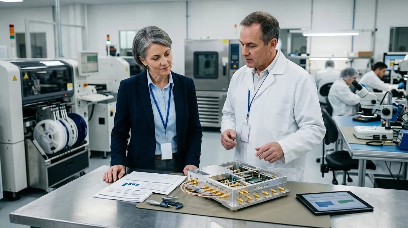 Aerospace-grade production environment for microwave hardware