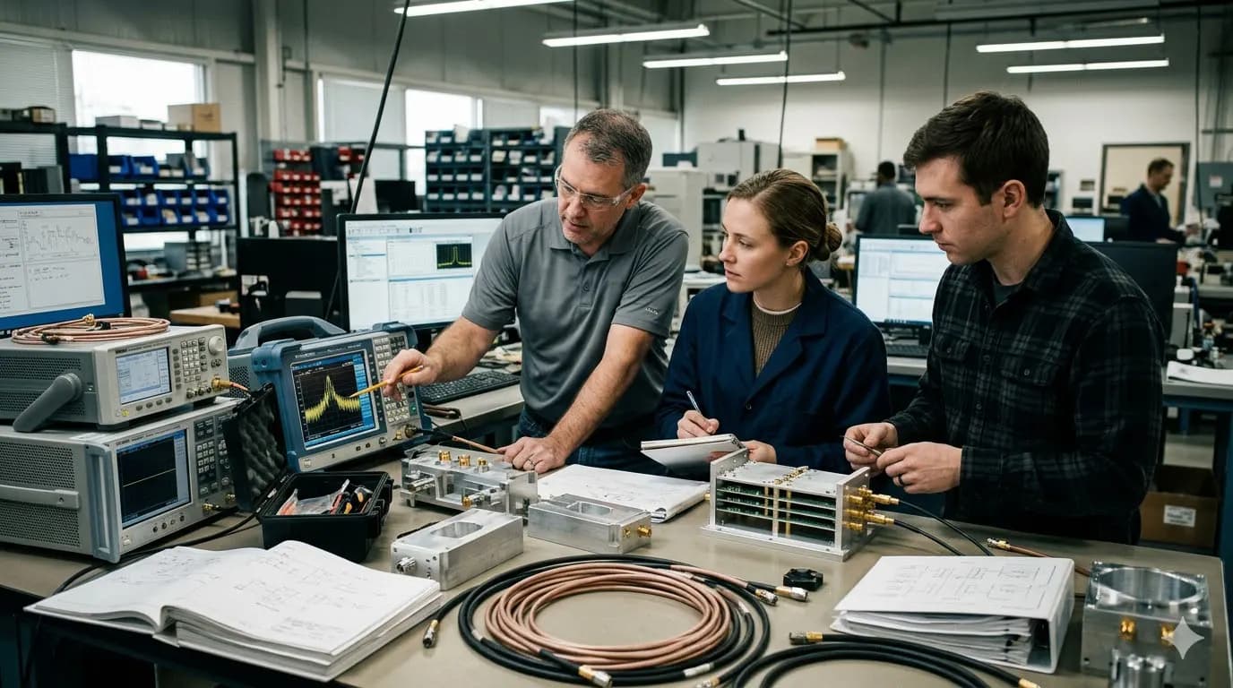 Engineers reviewing RF requirements